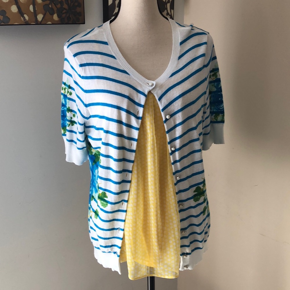 NEW YORK & COMPANY SHORT SLEEVE CARDIGAN SIZE L